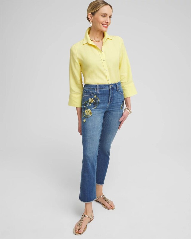 Girlfriend Embroidered Kick Flare Jeans - image 2